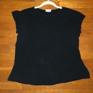 Black Short Sleeve Peasant Top